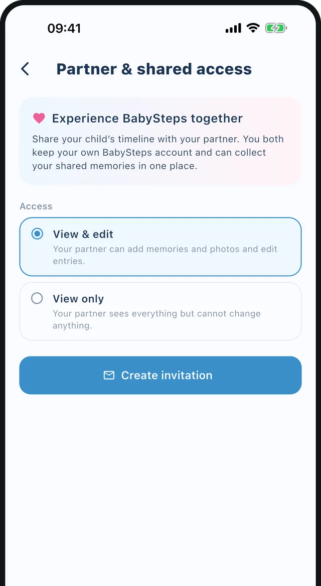 BabySteps app – Share with your partner
