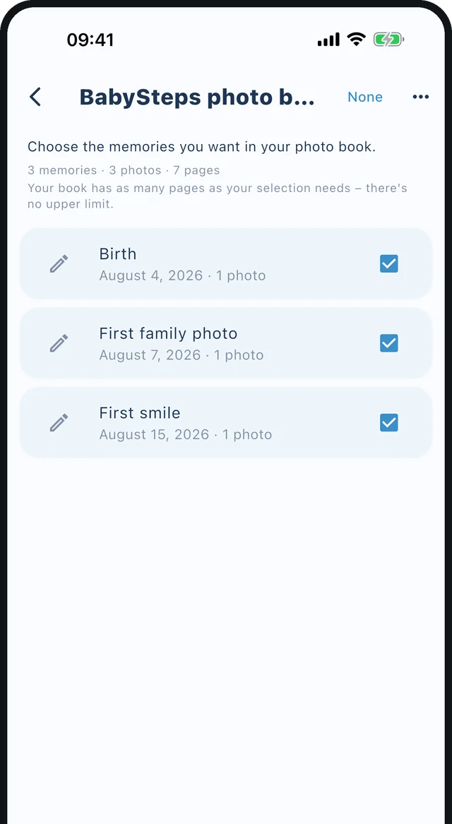 BabySteps app – Design a photo book